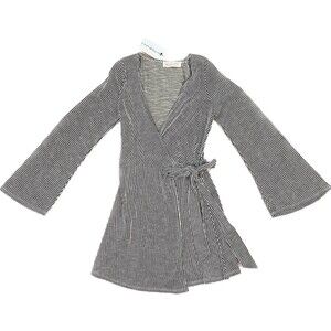 Audrey 3+1 | NWT Olive and Cream Striped Bell Sleeve Wrap Dress | Small